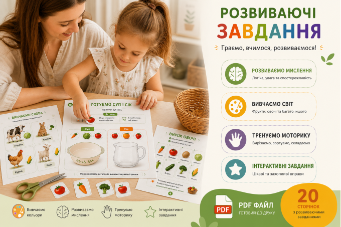 Посібник PDF «Фрукти та овочі: навчальний набір для ігор»
