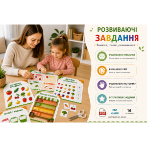 Посібник PDF «Фрукти та овочі: сортування по кольорам»